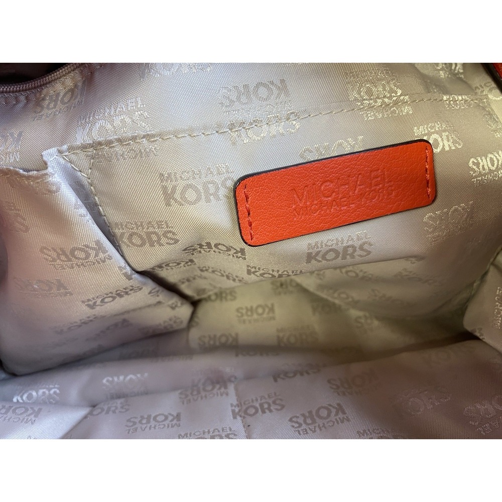 Michael Kors Orange Leather Hobo Shoulder Bag w/ Charm-See Description - Picture 9 of 14
